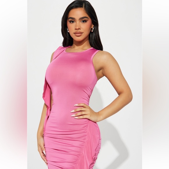FASHIONNOVA Pink Ruffle Mini Dress - Picture 2 of 5